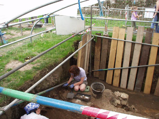 Kate digging in the medieval part of trench 5